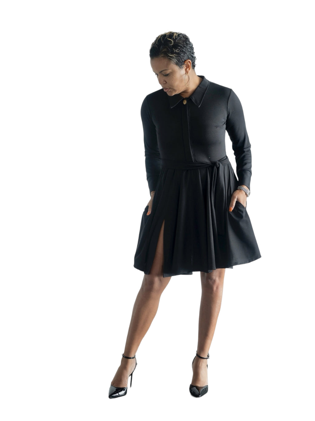 Michelle - Black L/S Classic Cocktail Dress - TN-30 (PRE-Order)