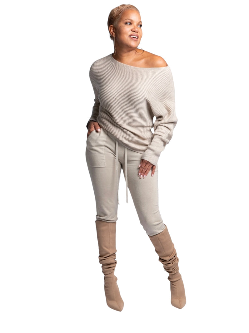 Sasha Angled Sweater- Taupe