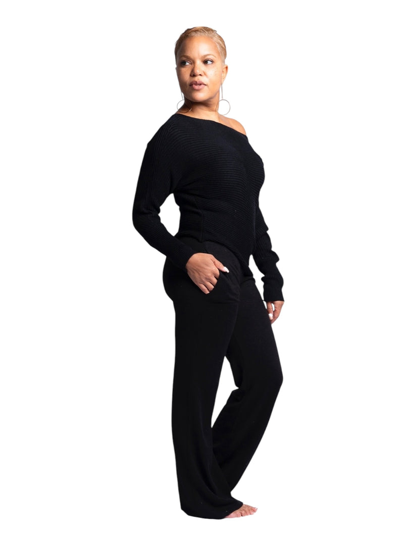 Sasha Angled Sweater- Black