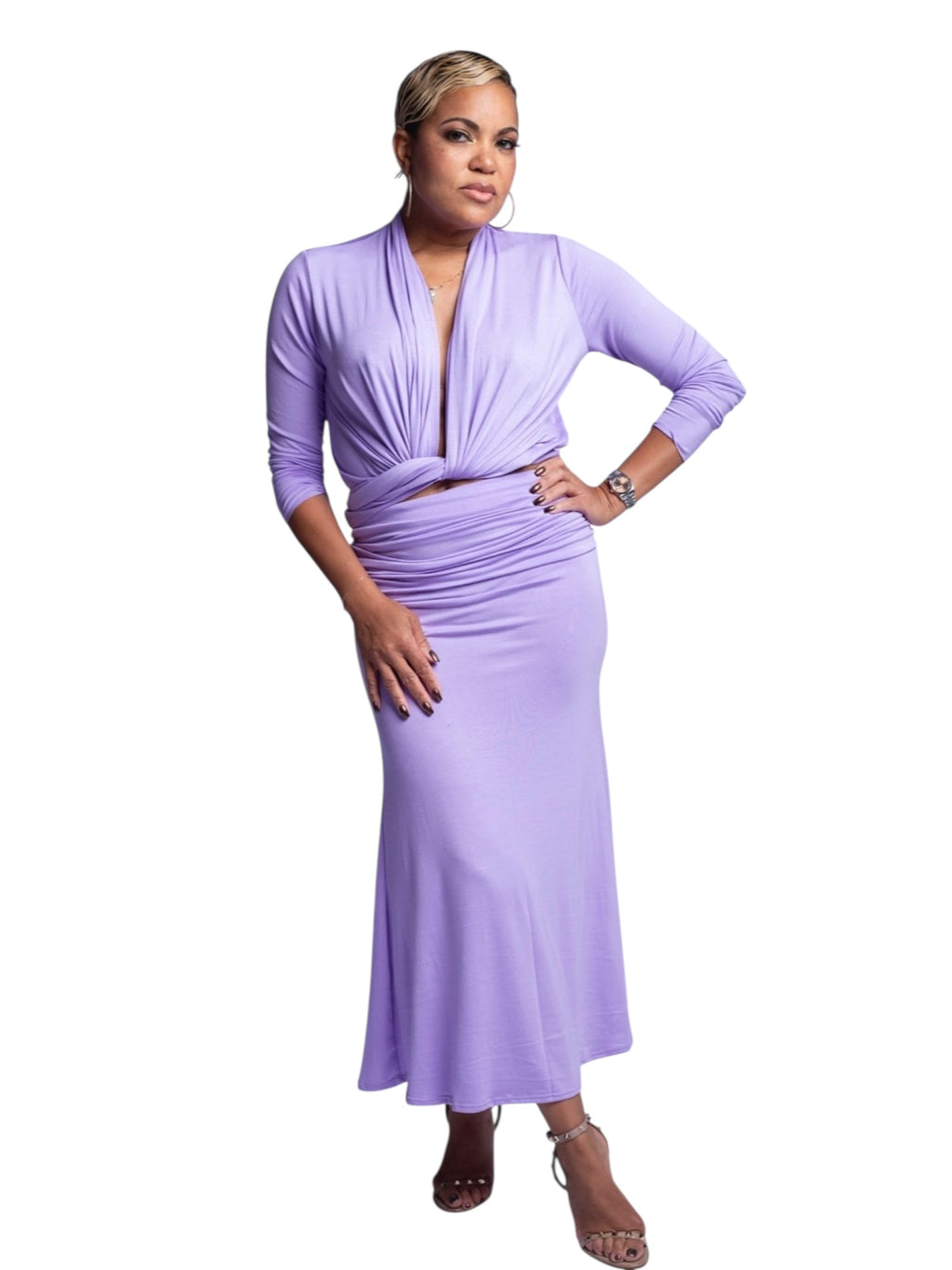 April - Lavender Bloom Comfort Wrap Top - TN-154