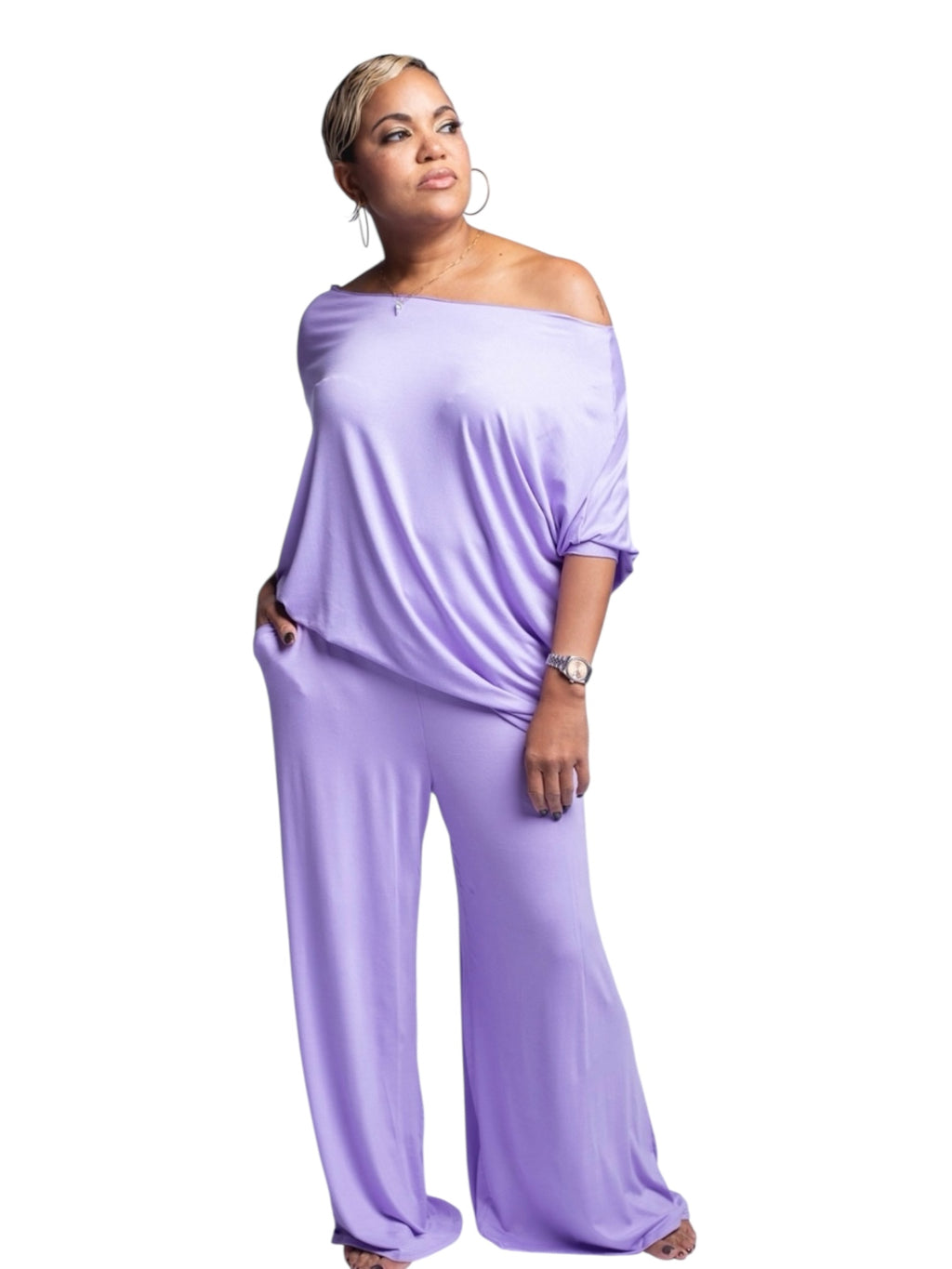 Wendi - Lavender Bloom Comfort Pants - TN-157