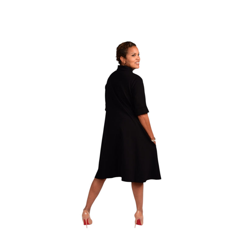 Charline - Black Swing Dress Coat - TN-87