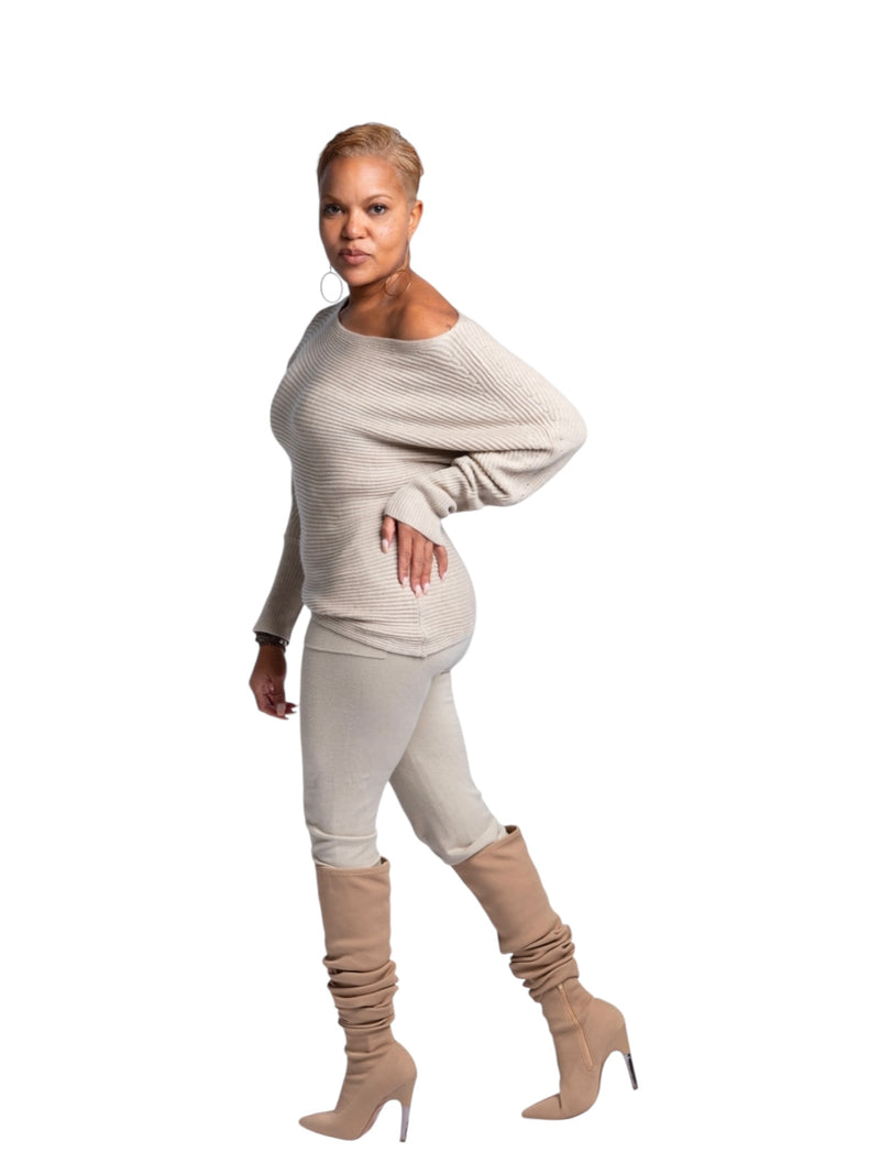 Sasha Angled Sweater- Taupe