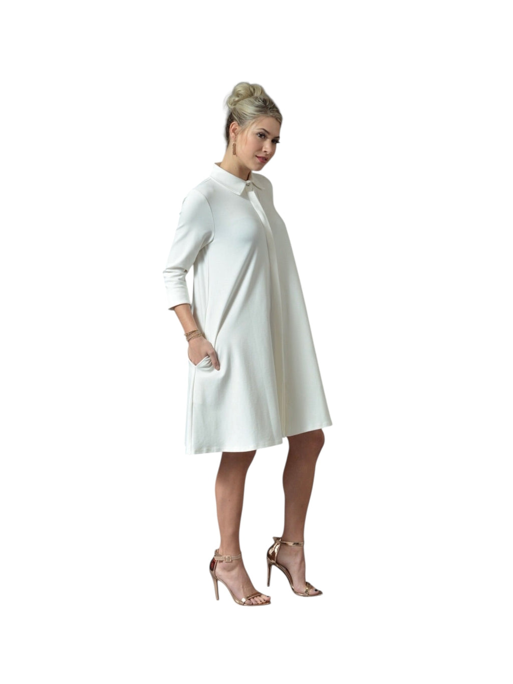 Charline - Blush Pink Swing Dress Coat - TN-87 - (Pre-Order)