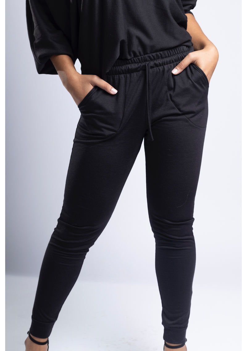 JESSICA - Drawstring Joggers - Black Noir