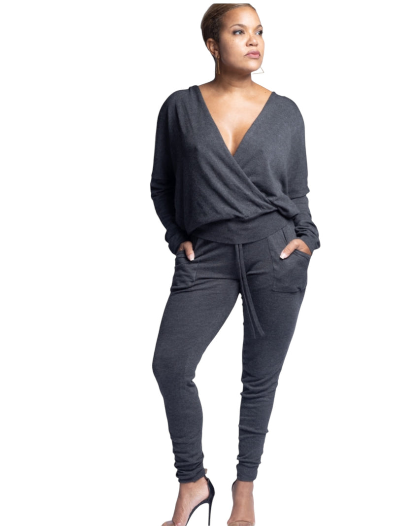 Heidi Hoody Top- Charcoal