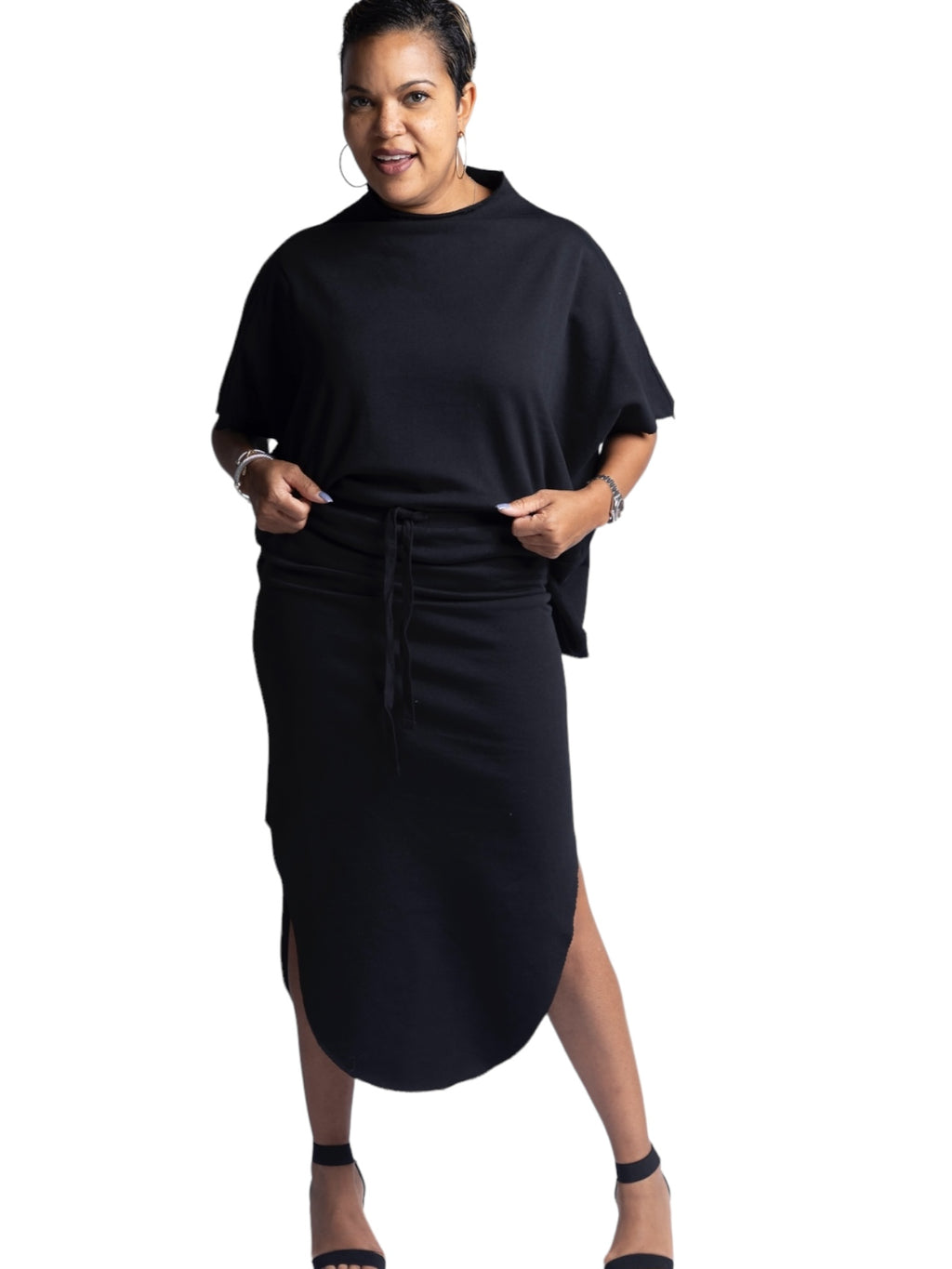 Bianca - Drawstring Skirt- Black