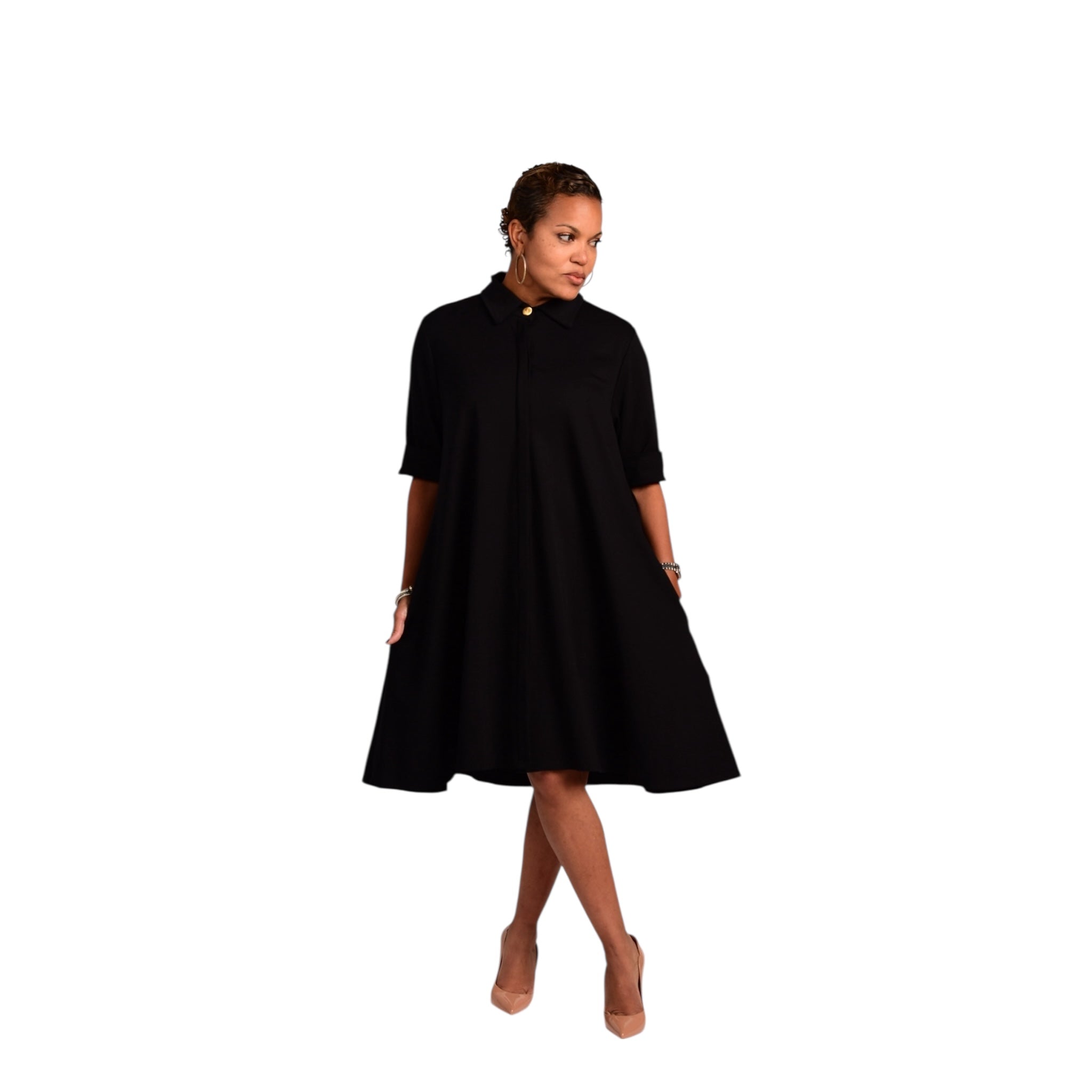 Charline - Black Swing Dress Coat - TN-87 – Tracy Nicole Clothing