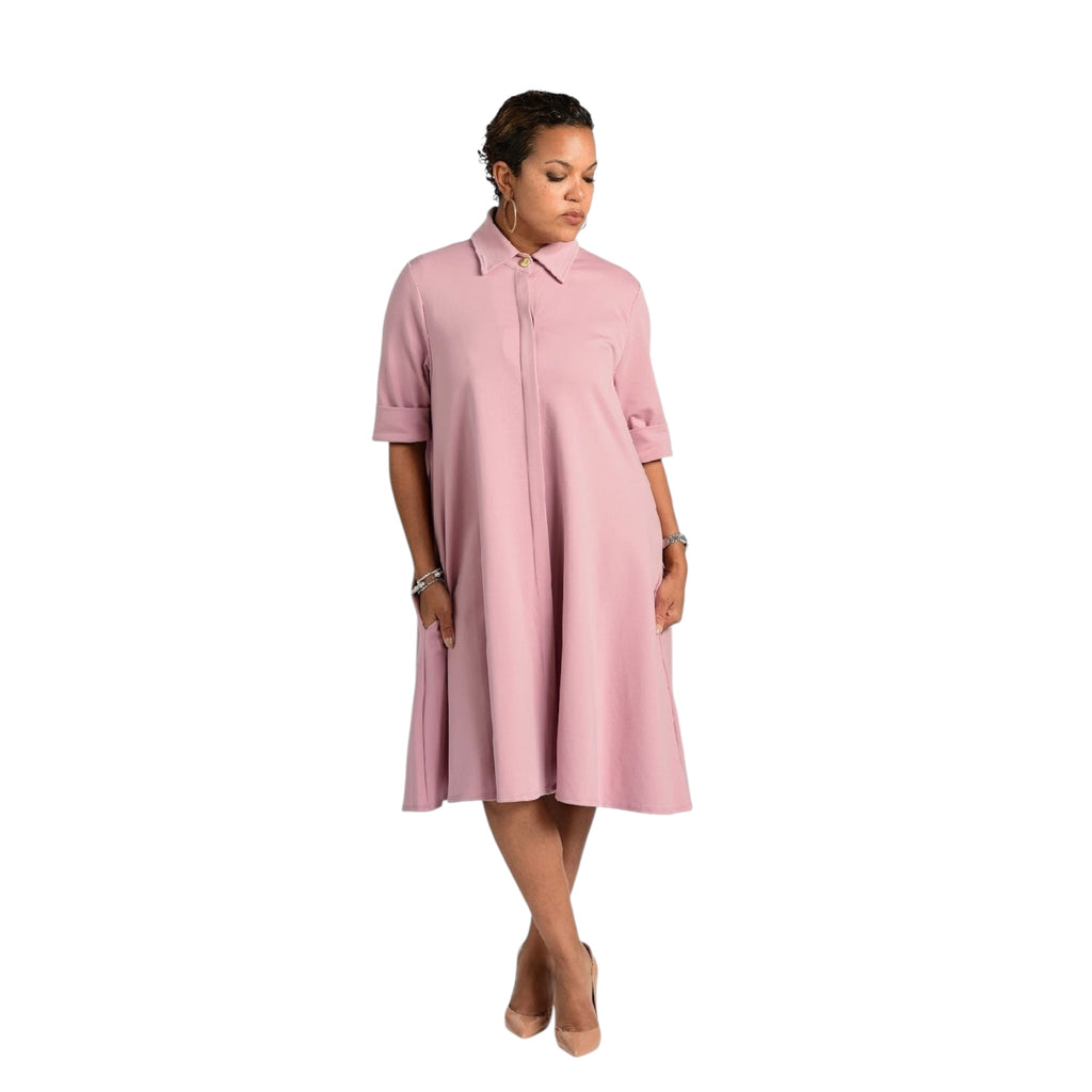 Charline - Blush Pink Swing Dress Coat - TN-87