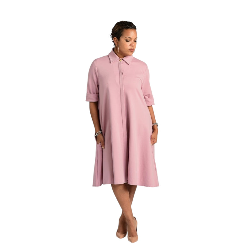 Charline - Blush Pink Swing Dress Coat - TN-87