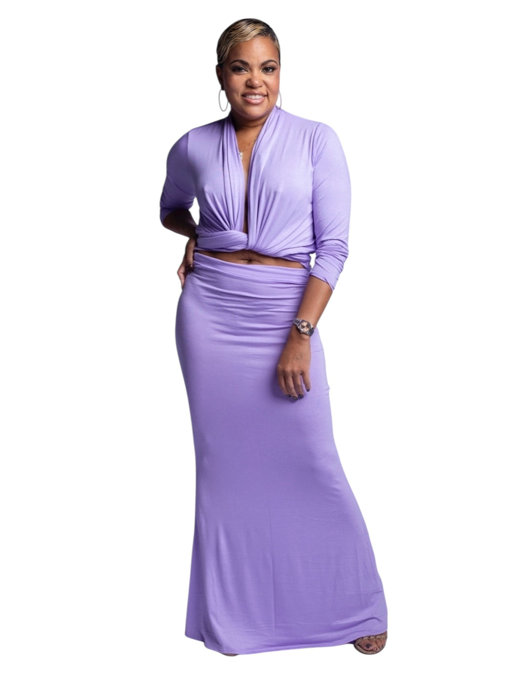 April - Lavender Bloom Comfort Wrap Top - TN-154