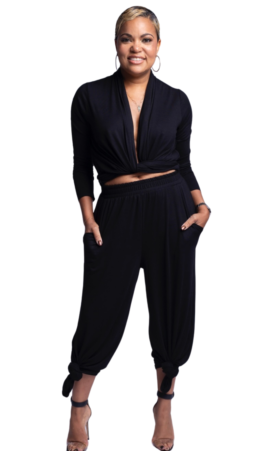 April - Black Comfort Wrap Top - TN-154
