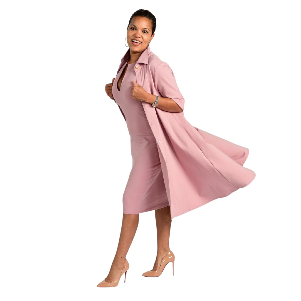 Charline - Blush Pink Swing Dress Coat - TN-87