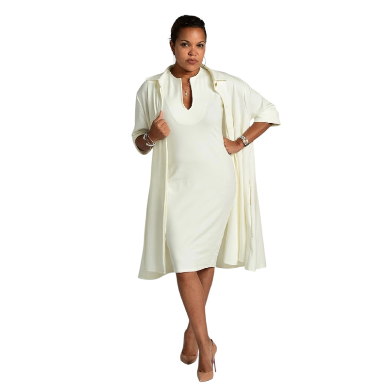 Charline - Cream Swing Dress Coat - TN-87