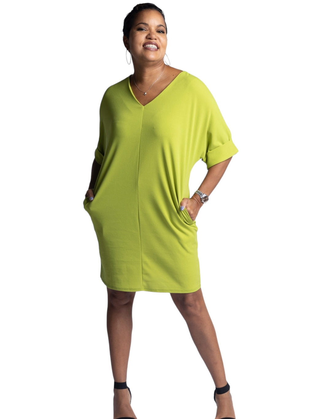 Brigitte - Pocket Dress - Lime Green