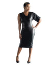 Roxanne - One Sleeve Faux Leather Dress - Black