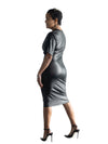 Roxanne - One Sleeve Faux Leather Dress - Black