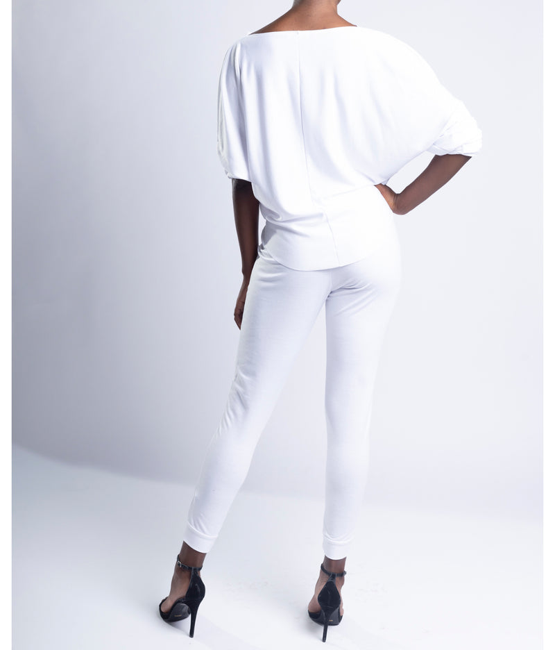 LINDSEY - Cut Neck Top - White Cloud