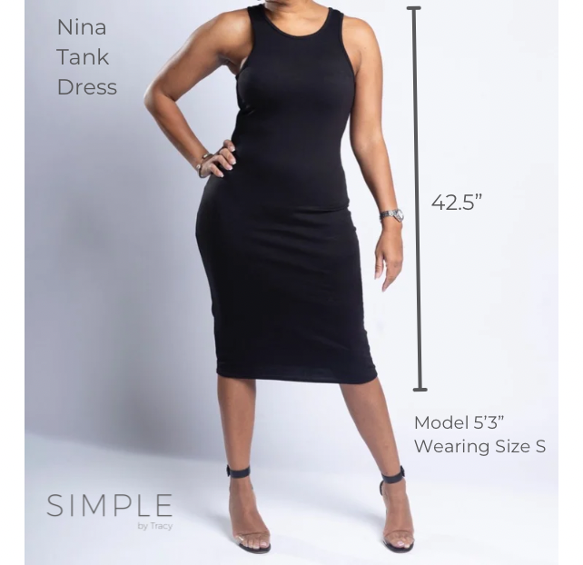 NINA -Tank  Dress - Black Noir