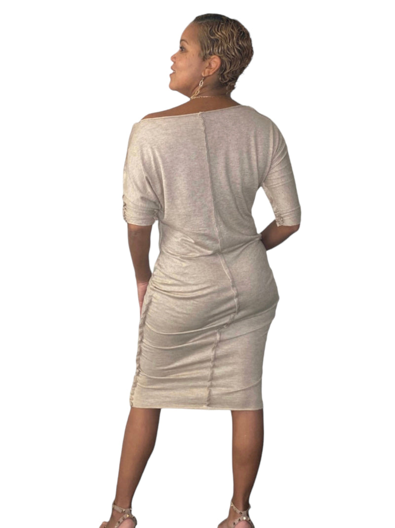 Kendra - Oatmeal Mid Calf Dress - TN-109