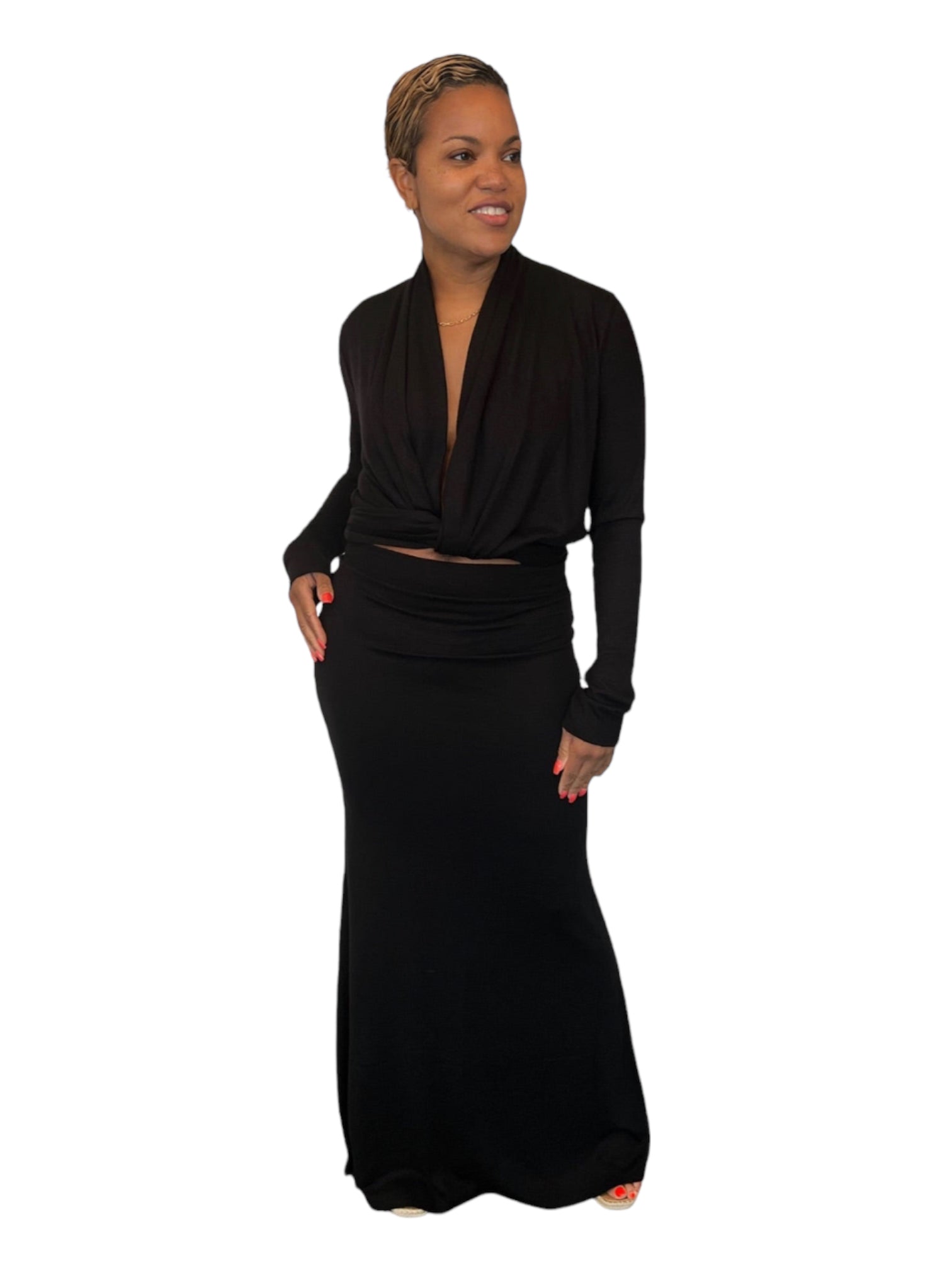 Blair- Black Long Fitted Skirt - TN-153 – Tracy Nicole Clothing