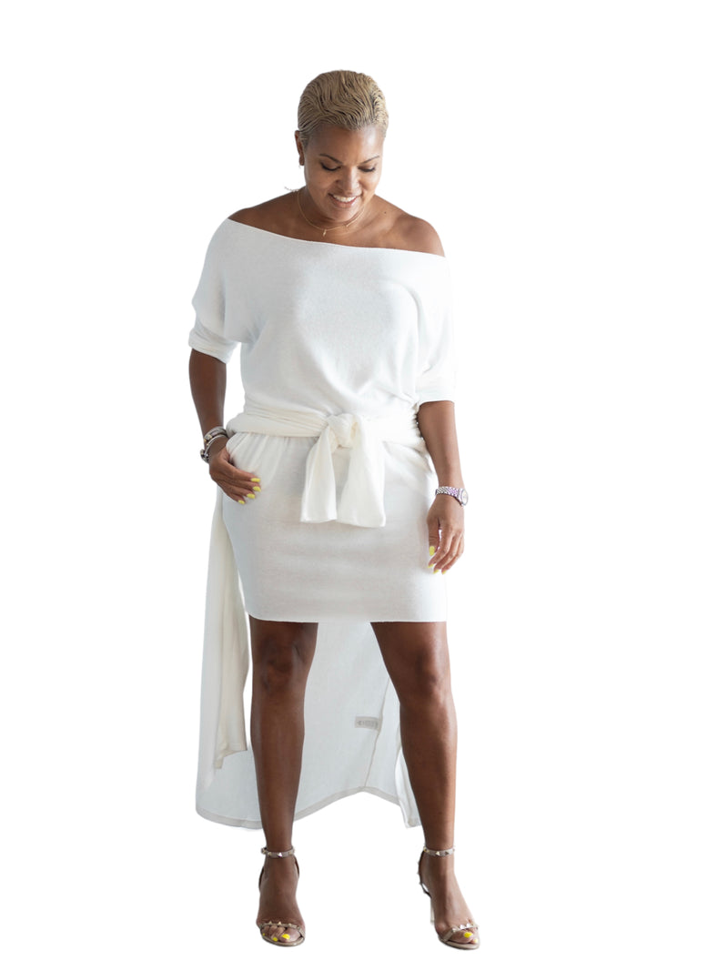 Lisa -Zen Dress w/pockets - White - TN-51