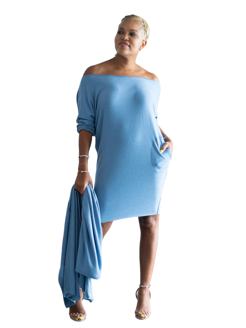 Lisa -Zen Dress w/pockets - Denim Blue - TN-51