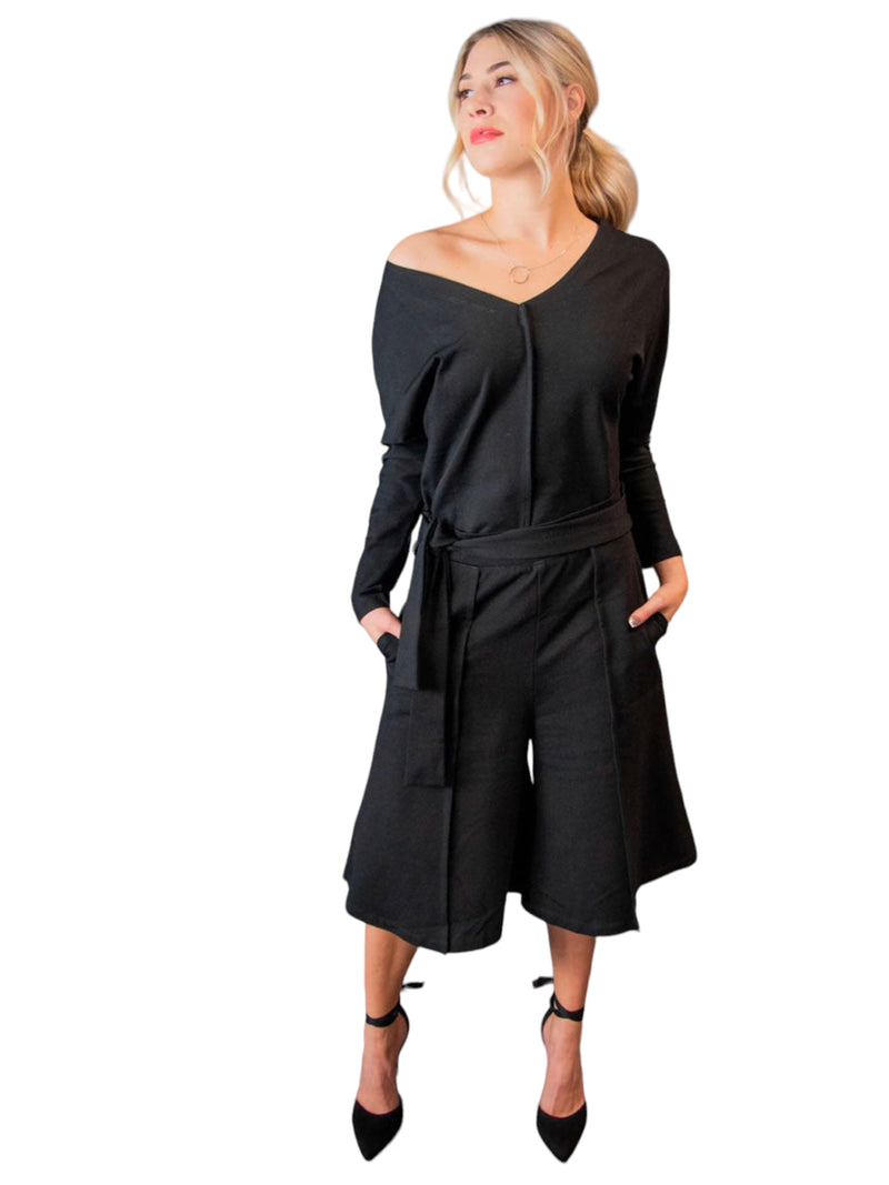 Eboni - Black Wide Leg Shorts - TN-129