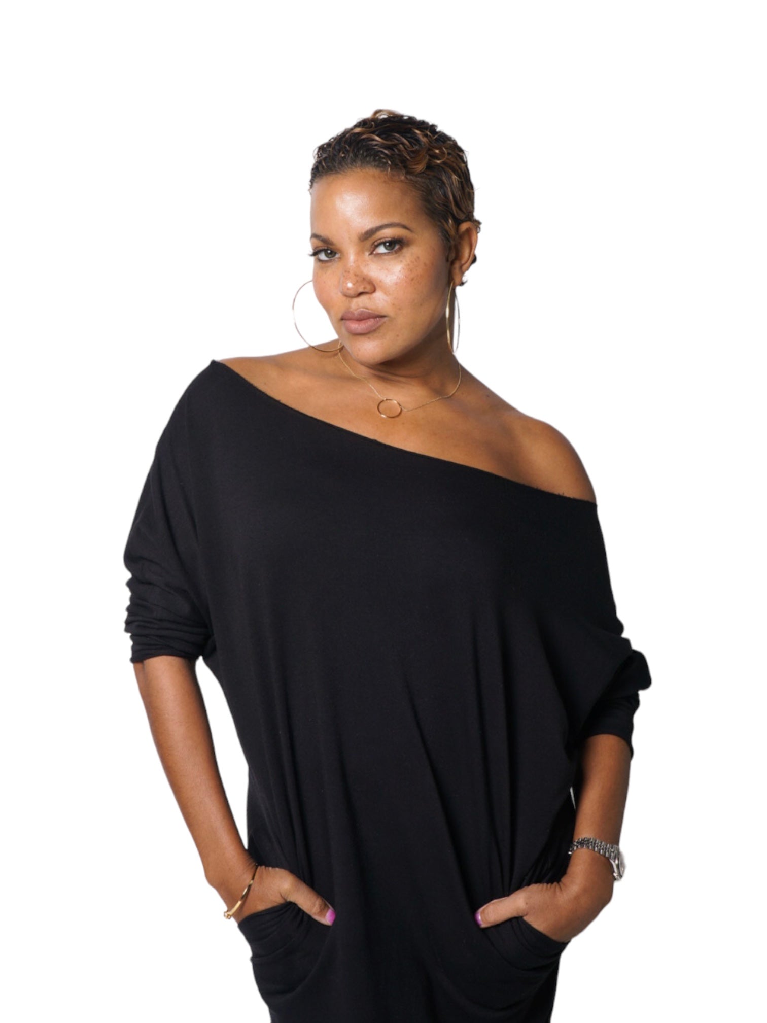Lisa -Zen Dress w/pockets - Black - TN-51 – Tracy Nicole