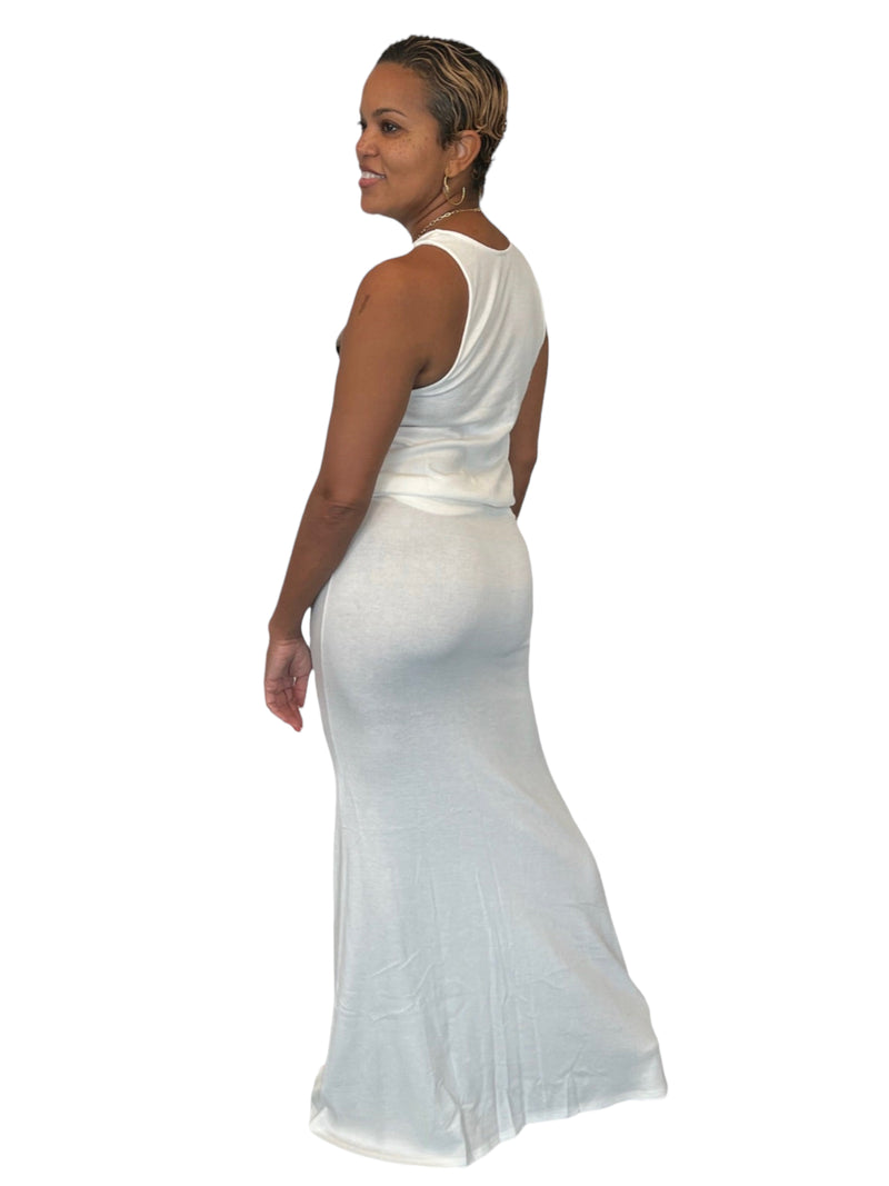 Blair- White Long Fitted Skirt - TN-153