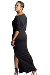 MYA - Long Fitted Dress - Black - S-016
