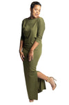 MYA - Long Fitted Dress - Olive - S-016